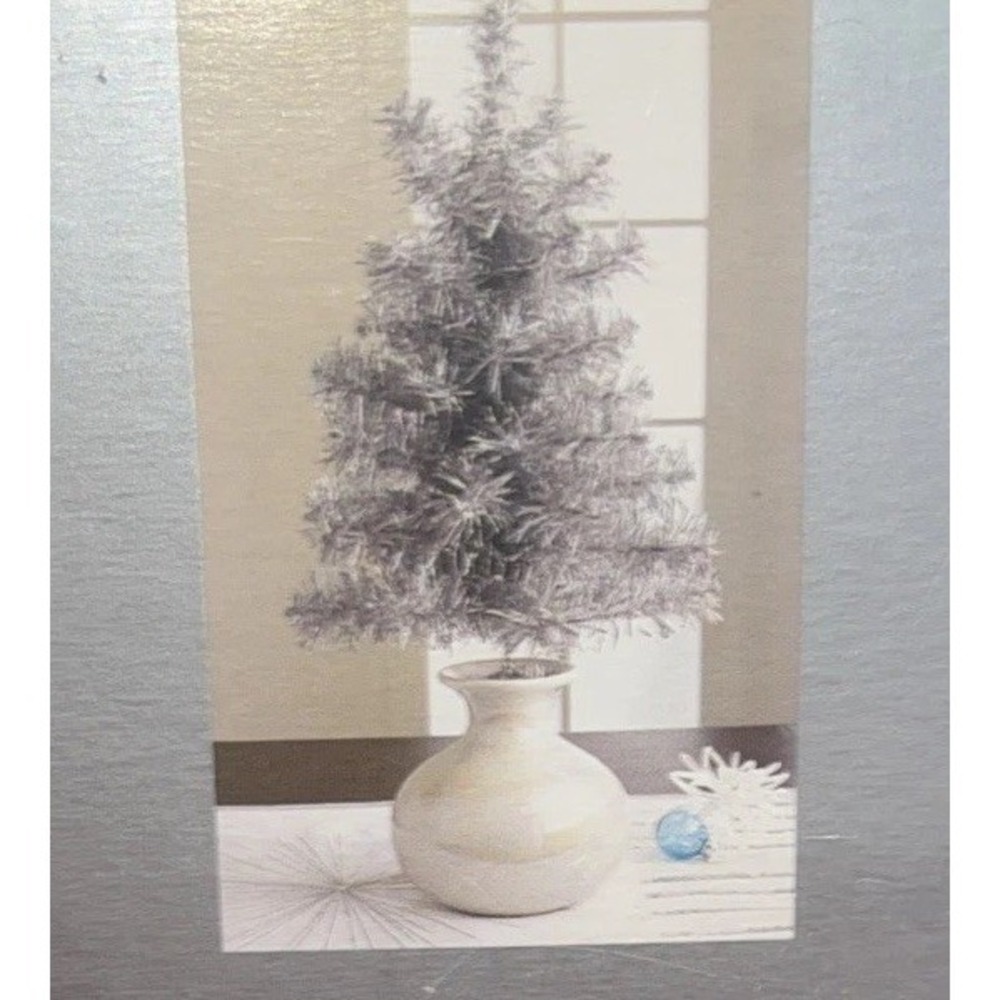 NEW Pier 1 Imports Mini 16" Silver Christmas Tree NO ORNAMENTS